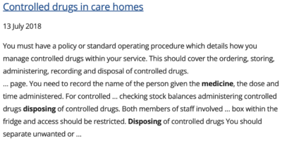Controlled drugs in care homes