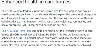 Enhanced Health in Care Homes