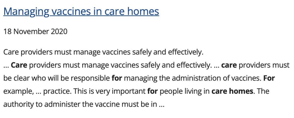 Managing vaccines in care homes